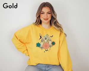 Retro Floral Ghost Sweatshirt, Spooky Season Sweatshirt, Trick Or Treat