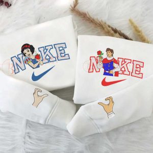 Couple Snow White And Princess Embroidered Sweatshirt