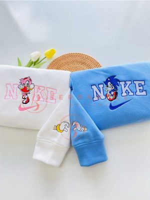 Couple Sonic And Amy Rose Embroidered Sweatshirt