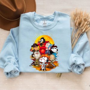 Snoopy With Horror Movie Character Halloween Sweatshirt