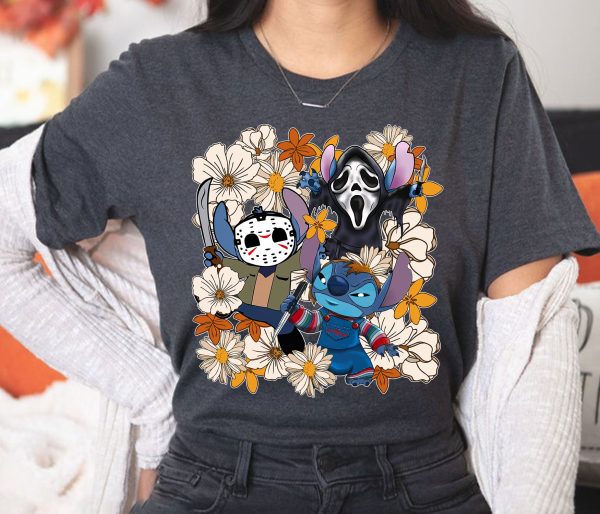 Retro Disney Stitch With Flowers Halloween Sweatshirt