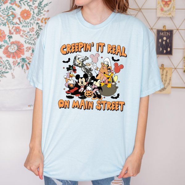 Comfort Colors Disney Characters Halloween Skeleton Shirt Creepin’ It Real On Main Street