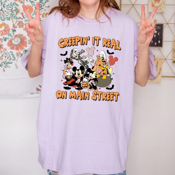 Comfort Colors Disney Characters Halloween Skeleton Shirt Creepin’ It Real On Main Street