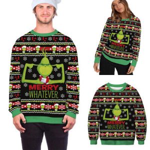 Grinch Ugly Christmas Sweater The Knitted Sweatshirt Xmas