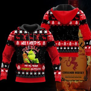 Grinch All I Need Is Fireball 3D Ugly Christmas Sweater Sweatshirt Sweaters
