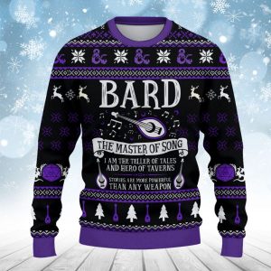 DND CLASSES BARD SWEATSHIRT DnD Classes Collection Christmas Ugly Sweater Class Knitted Funny Dnd Xmas Gift