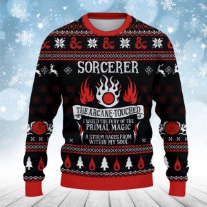 DND CLASSES SORCERER SWEATSHIRT, DnD Class Christmas Ugly Knitted Sweater, Dungeons and Dragons Sweater, DnD ugly sweater, Dnd Xmas Gift