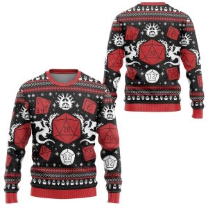 Dungeons And Dragons Holiday Ugly Christmas Sweater DnD Classes Collection Funny Dnd Xmas Gift Sweashirt
