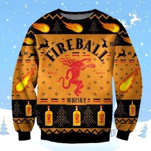 Fireball Cinnamon Whisky Ugly Knitted Christmas Sweatshirt Xmas Sweater SHINESTY Fugly