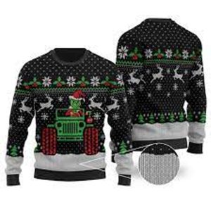 Grinch Jeep Ugly Christmas Sweater Navy On Merry Gift For And Lovers