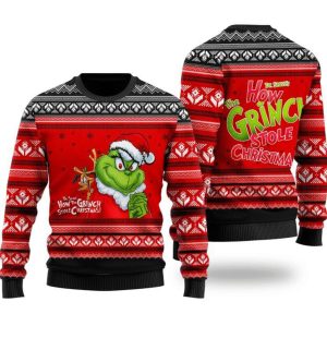 How The Grinch Stole Christmas Ugly Xmas Sweater Shirt Funny Santa Merry