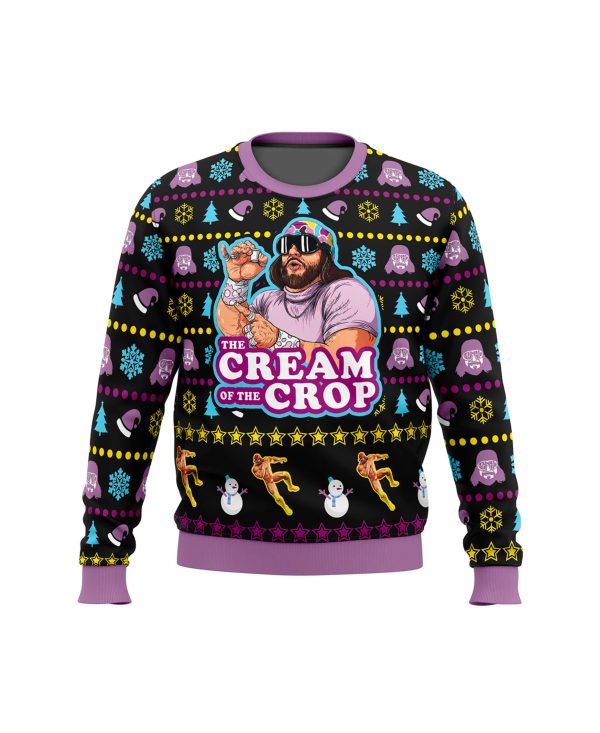 Macho Man Randy Savage Ugly Sweater Xmas 3D The Cream Of Crop Knitted Christmas Sweatshirt