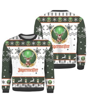 Jagermeister Ugly Christmas Sweater 3D Full Printing Woolen Merry Gift Family Sweatshirt