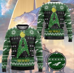 Gearhumans 3D S.T Trek The Halls Ugly Christmas Custom Sweater Star Xmas