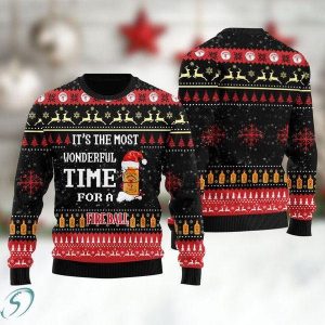 It’s The Most Wonderful Time Fireball Whisky Christmas Ugly Sweater Gift For Dad Husband Whiskey