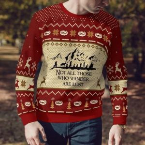 Lord Of The Rings Not All Those Who Wander Are Lost Ugly Sweater,Lord Of The Rings LOTR Ugly Sweater,Gif For LOTR Fans Ugly Sweater