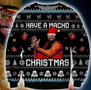 Macho Man Randy Savage 2022 Ugly Sweater 3 Xmas 3D The Cream Of Crop Knitted Christmas Sweatshirt