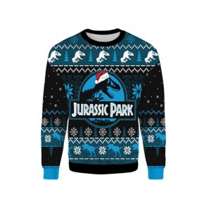 Personalized Dinosaur Jurassic Park Ugly Christmas Sweater Gift Xmas Shirt T-rex For Lovers