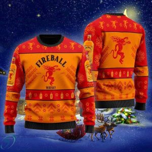 Simplee Fireball Whiskey Christmas Ugly Sweater Gift For Dad Sweatshirt