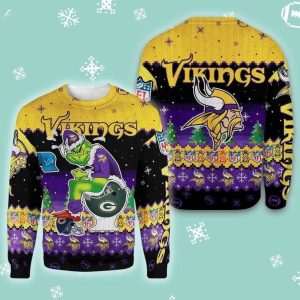 Vikings Football Grinch Ugly Sweater, Vikings Football Ugly Christmas Sweater, Grinch Christmas Sweater, Vikings Football Grinch Sweashirt