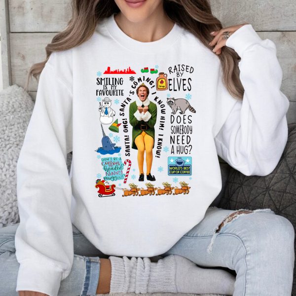 Buddy The Elf Portrait Vintage Quotes Christmas Sweatshirt Hoodie T-Shirt