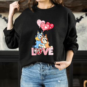Bluey and Bingo Couple Valentine Sweatshirt Hoodie T-Shirt