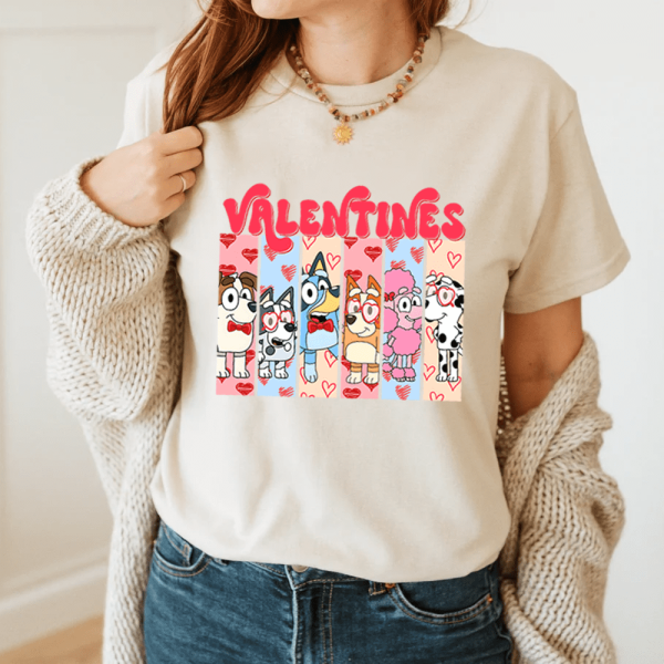 Happy Valentine Bluey Friends Sweatshirt Hoodie T-Shirt