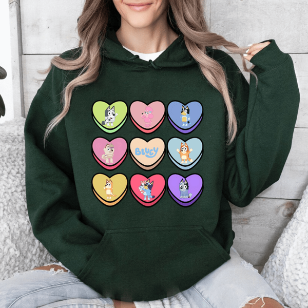 Heart Valentine Bluey Sweatshirt Hoodie T-Shirt