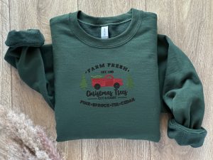 Christmas Farm Fresh Truck Embroidered Sweatshirt